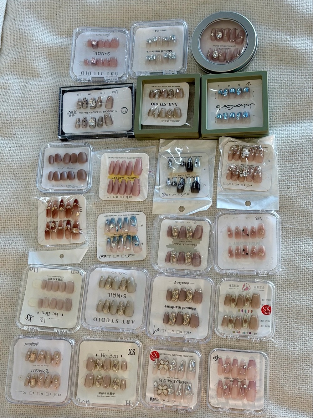 22 New Press-On Nail Sets Bundle XS | Cute Nail Art Collection